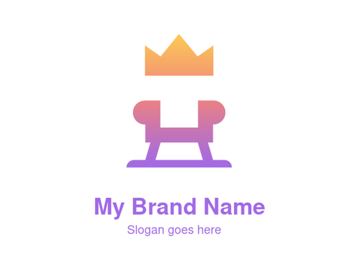 Vibrant Orange Crown and Purple Throne Symbol Logo Design for Royal Branding and Majestic Corporate Identity